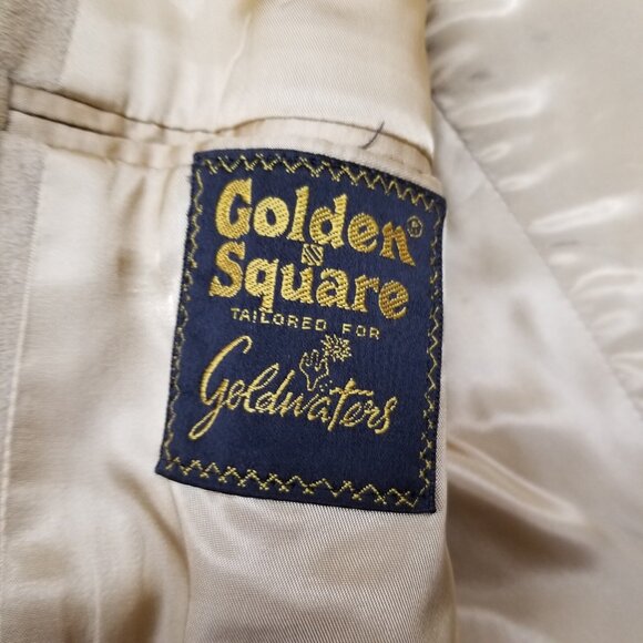 ✅VTG Goldwaters Blazer Mens Beige Custom Fabric Jacket Western Style Coat 21”/31 - Picture 3 of 14